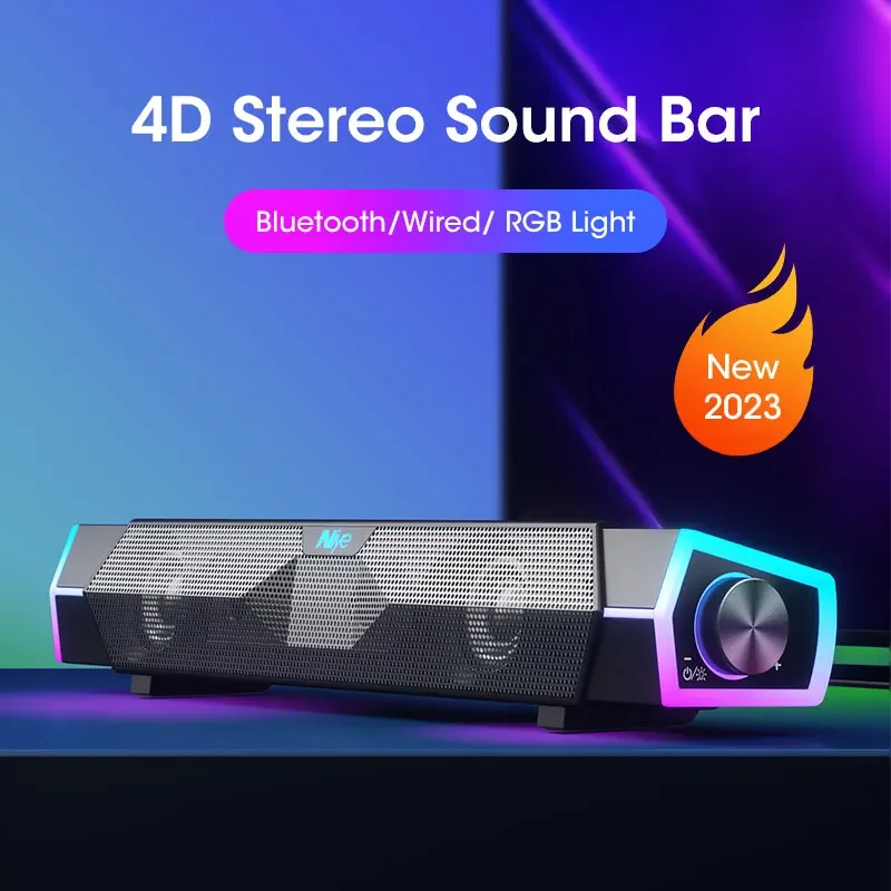 Rgb Computer Soundbar For Pc - 4d Stereo Soundbar Pc Speaker Surround
