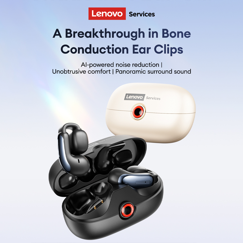 Headphones - Lenovo LES-108 Beengeleiding TWS Oorclips Oortelefoon