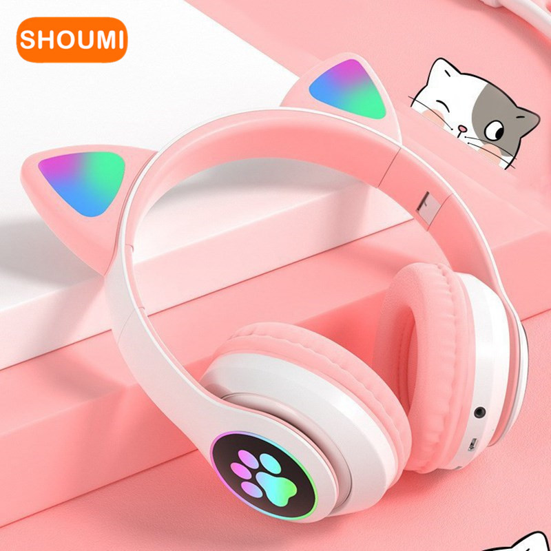 Cat Ear Bluetooth Headset Led - Knipperende LED Leuke Kat Oren Hoofdtelefoon