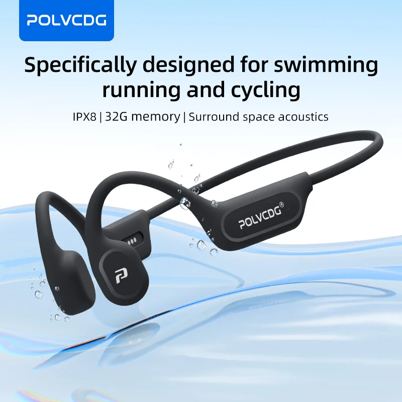 Type C Wired Earphones With Mic - POLVCDG X9 Beengeleidingsoortelefoons 32G IPX8 Waterdicht