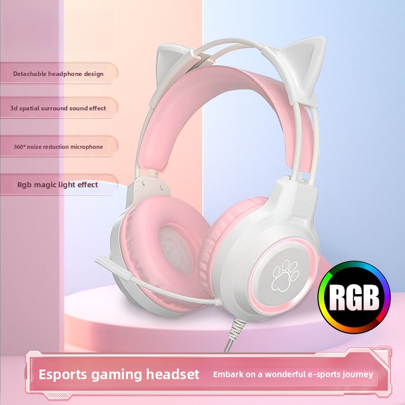 Gaming Headset With Mic Rgb - RGB-gaming-oortelefoons met flexibele high-definition microfoon 3,5