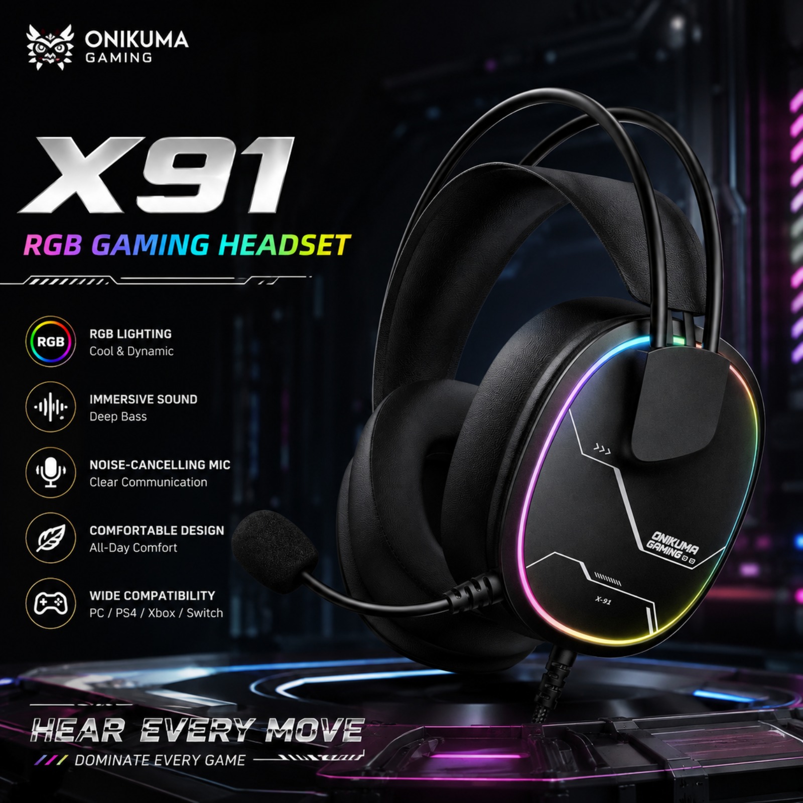 ONIKUMA X91 Bedrade Gaming Hea - Gaming Headset With Mic Rgb recensie en prijs